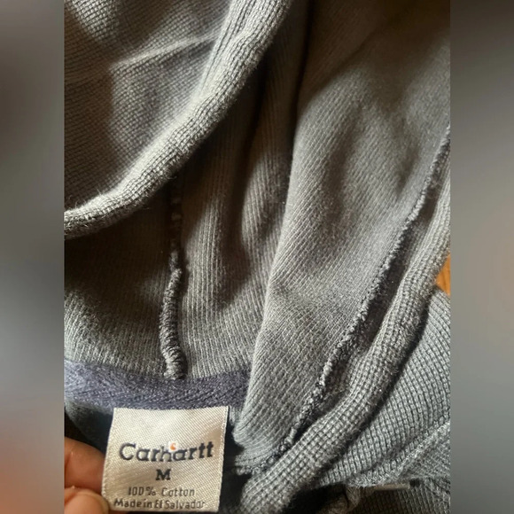 carhartt hoodie Men’s Medium Gray Waffled Logo Button Pockets Gorpcore - Picture 6 of 6